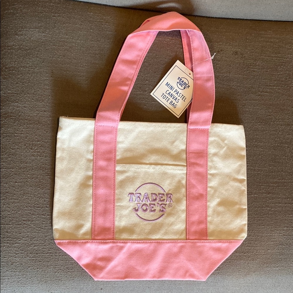 NWT Trader Joe’s Easter mini pastel Easter canvas tote